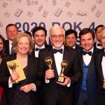 Winners celebrating with trophies at the Nero Book Awards.