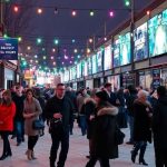 Crowd mingling at the 2025 Sundance Film Festival.