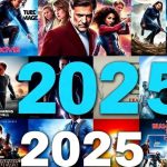 Colorful collage of anticipated movie posters for 2025.